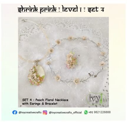 Shrink Prink Level 1 Set 4: Peach Floral Necklace with Earings & Bracelet