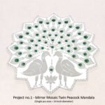 Project no.1 - Mirror Mosaic Twin Peacock Mandala (Single pcs size = 14 inch diameter)