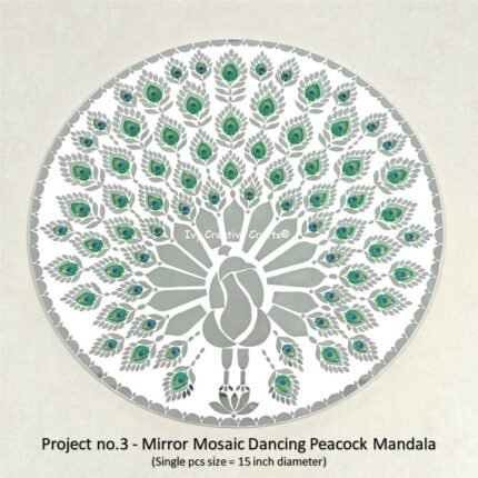 Project no.3 - Mirror Mosaic Dancing Peacock Mandala (Single pcs size = 15 inch diameter)