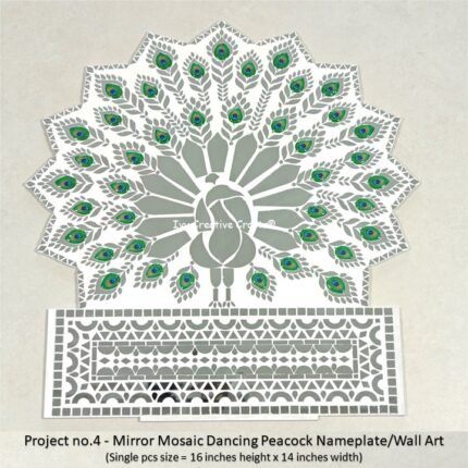 Project no.4 - Mirror Mosaic Dancing Peacock Nameplate/Wall Art (Single pcs size = 16 inches height x 14 inches width)